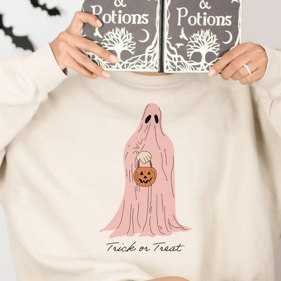 Desert Bloom Darlin Sweaters - Pink Phantom Delight Trick or Treat Sand Sweatshirt